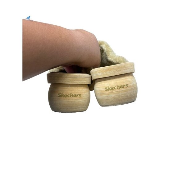 Skechers Spirals II Leather Mules Clogs Slip-On Shoes Faux Fur+Wood Sand Women 7 - Picture 5 of 7